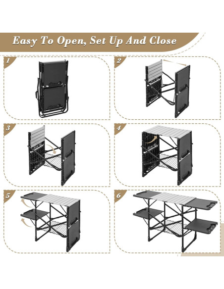 Mesa de Cocina Plegable Athena 132 cm con 4 Mesas Laterales