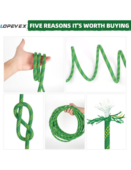 Cuerda de Escalada Lopevex 150 m Verde Trenzada de Poliéster
