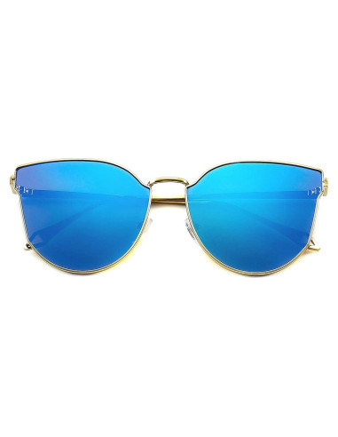 Gafas de sol estilo gato UV400 con lentes espejados - Azul