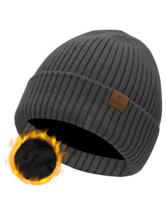 Gorro de lana Merino ZTL unisex gris oscuro forro polar
