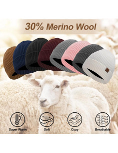 Gorro de lana Merino ZTL unisex gris oscuro forro polar 2