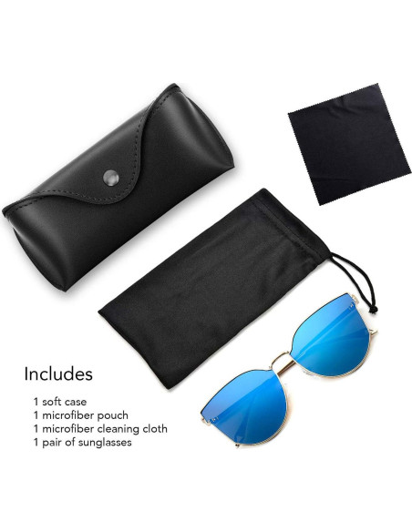 Gafas de sol estilo gato UV400 con lentes espejados - Azul