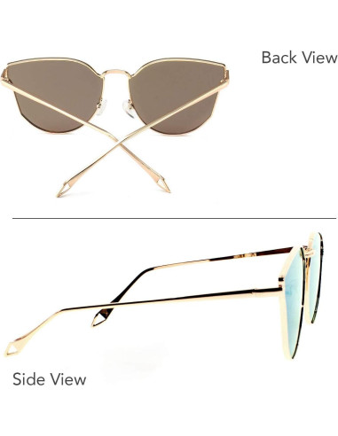 Gafas de sol estilo gato UV400 con lentes espejados - Azul