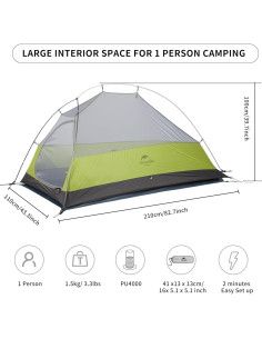 Tienda Naturehike Cloud-Up 1 Persona Ultraligera Impermeable 2