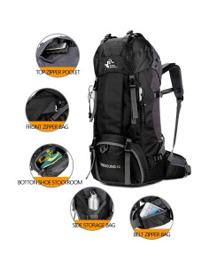Mochila de senderismo Bseash 60L impermeable con cubierta 2
