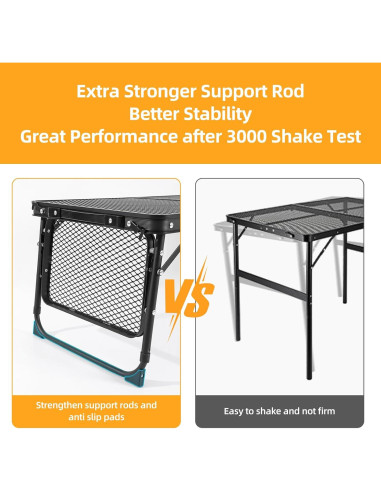 Mesa de Camping Plegable EWOVUV 01 Ajustable Negra