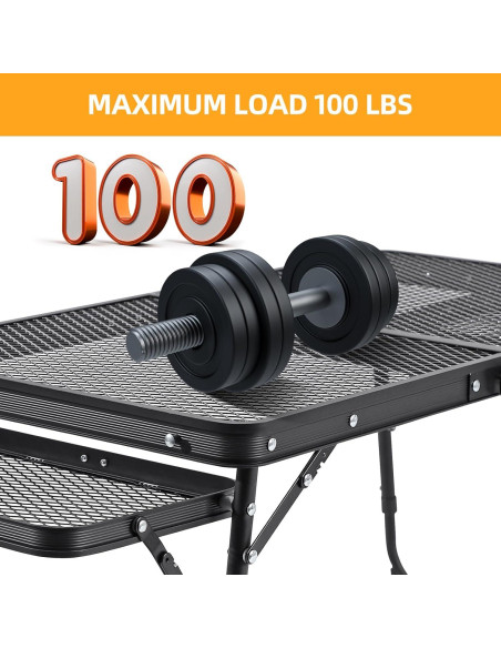 Mesa de Camping Plegable EWOVUV 01 Ajustable Negra