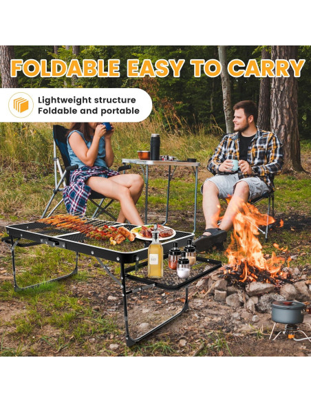 Mesa de Camping Plegable EWOVUV 01 Ajustable Negra