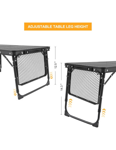 Mesa de Camping Plegable EWOVUV 01 Ajustable Negra