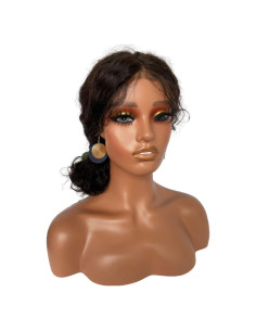 Cabeza de maniquí femenino PVC con maquillaje y soporte