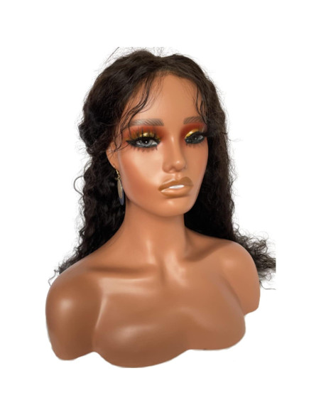 Cabeza de maniquí femenino PVC con maquillaje y soporte