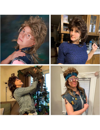 Peluca Mullet Negra Airhostess 45.72 cm para Fiesta