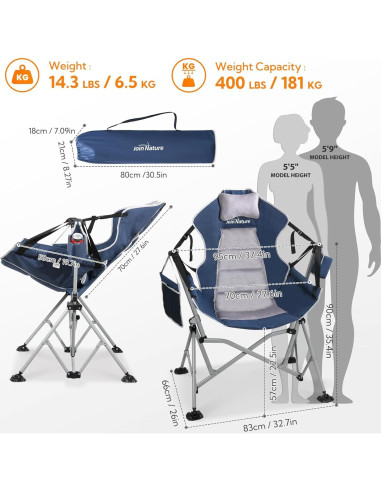 Silla de Camping Colgante HTD060 Azul Plegable y Ajustable