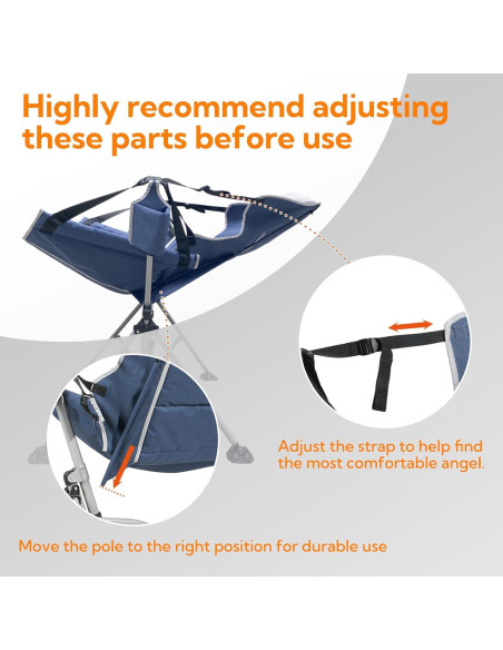 Silla de Camping Colgante HTD060 Azul Plegable y Ajustable Silla de Camping Colgante HTD060 Azul Plegable y Ajustable