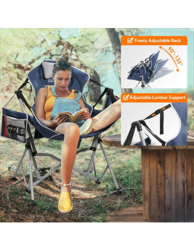 Silla de Camping Colgante HTD060 Azul Plegable y Ajustable