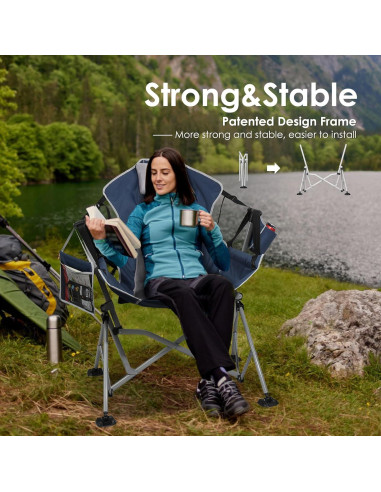 Silla de Camping Colgante HTD060 Azul Plegable y Ajustable