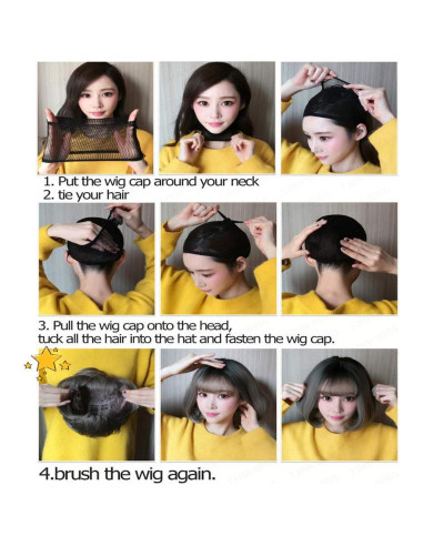 Peluca Sintética Negra URCGTSA 55.88 cm Larga con Flequillo