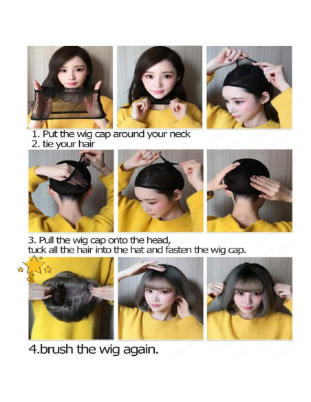 Peluca Sintética Negra URCGTSA 55.88 cm Larga con Flequillo