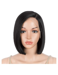 Peluca Bob DÉBUT 24 cm Encaje Frontal Sintético Color 1B