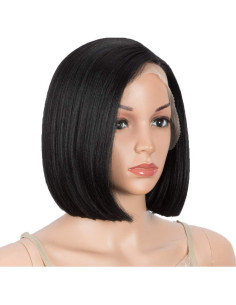 Peluca Bob DÉBUT 24 cm Encaje Frontal Sintético Color 1B 2