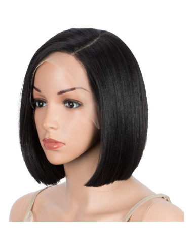 Peluca Bob DÉBUT 24 cm Encaje Frontal Sintético Color 1B