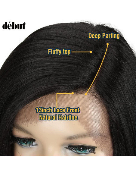 Peluca Bob DÉBUT 24 cm Encaje Frontal Sintético Color 1B