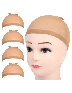 Gorras de Peluca de Nylon Fandamei 4 Piezas Estirables