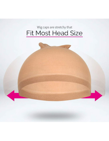 Gorras de Peluca de Nylon Fandamei 4 Piezas Estirables