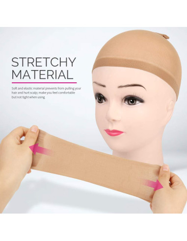 Gorras de Peluca de Nylon Fandamei 4 Piezas Estirables