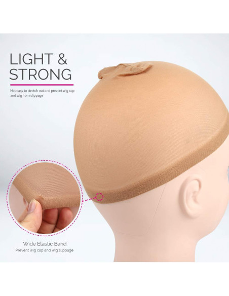 Gorras de Peluca de Nylon Fandamei 4 Piezas Estirables