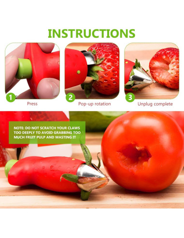 Cortador de Fresas GJV - Extractor de Tallos y Descorazonador