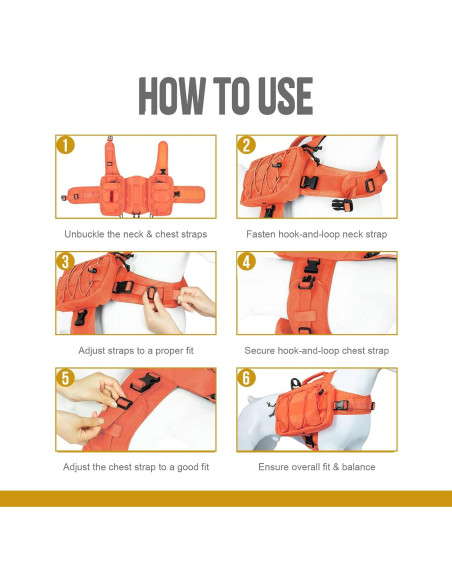 Mochila Táctica para Perros OneTigris Grande Naranja