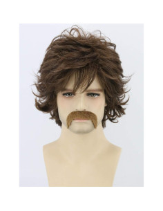 Peluca Hombre Retro Castaña 70s + Gorro y Barba 2