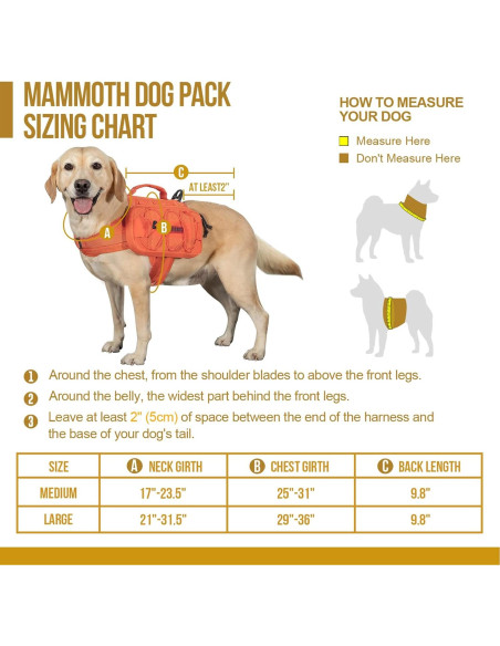 Mochila Táctica para Perros OneTigris Grande Naranja