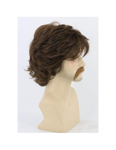 Peluca Hombre Retro Castaña 70s + Gorro y Barba