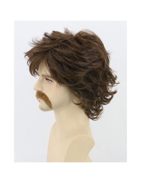 Peluca Hombre Retro Castaña 70s + Gorro y Barba