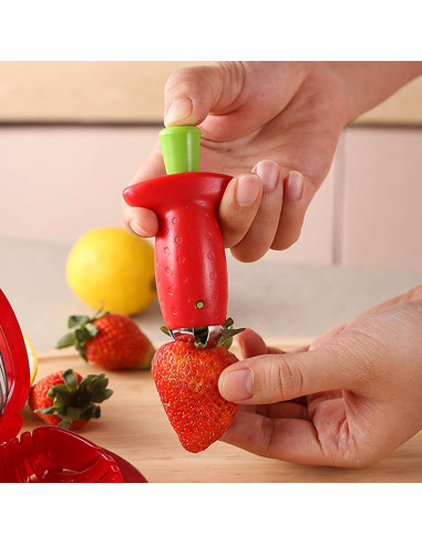 Cortador de Fresas GJV - Extractor de Tallos y Descorazonador