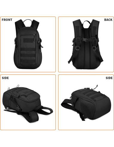 Mochila Táctica Huntvp 10L Negra MOLLE para Senderismo