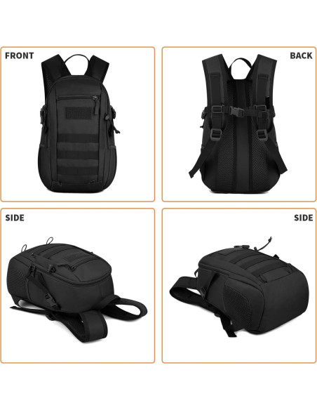 Mochila Táctica Huntvp 10L Negra MOLLE para Senderismo