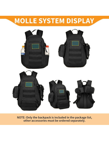 Mochila Táctica Huntvp 10L Negra MOLLE para Senderismo