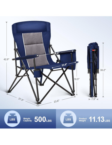 Silla de Camping LET'S CAMP Plegable Respaldo Alto 226.8 kg