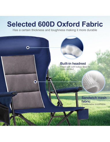 Silla de Camping LET'S CAMP Plegable Respaldo Alto 226.8 kg