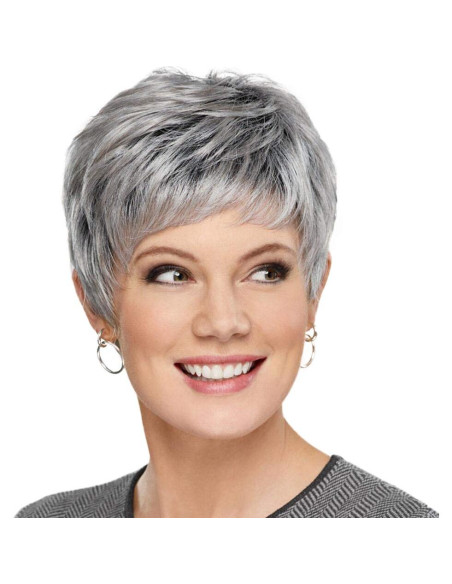 Peluca Corta Gris HAIRCUBE Corte Pixie Cabello Humano