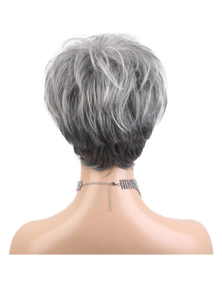 Peluca Corta Gris HAIRCUBE Corte Pixie Cabello Humano