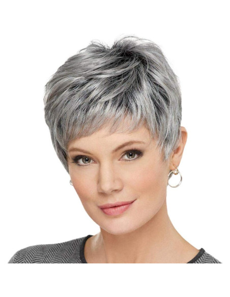 Peluca Corta Gris HAIRCUBE Corte Pixie Cabello Humano