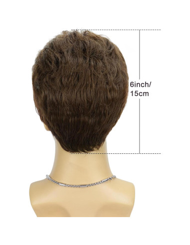 Peluca Corta Marrón DDHAIR Sintética Realista para Hombres