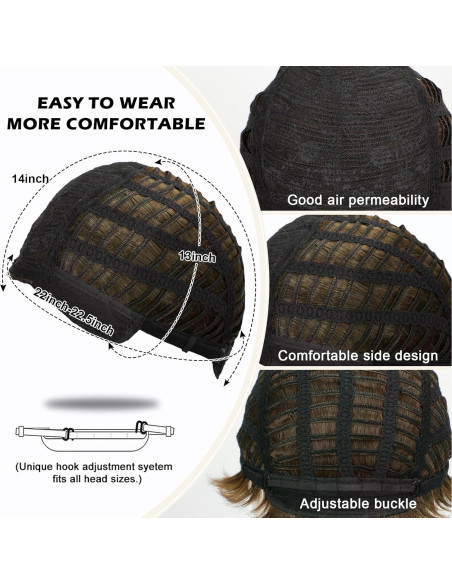 Peluca Corta Marrón DDHAIR Sintética Realista para Hombres