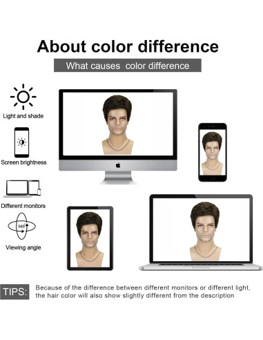 Peluca Corta Marrón DDHAIR Sintética Realista para Hombres