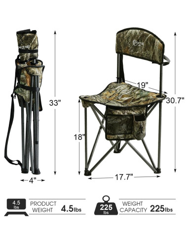 Taburete PORTAL Triángulo Plegable con Respaldo Camo
