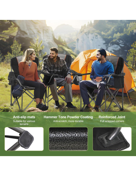 Silla de Camping Plegable LET'S CAMP 2 Pzas Resistente con Cojín Silla de Camping Plegable LET'S CAMP 2 Pzas Resistente con Cojín